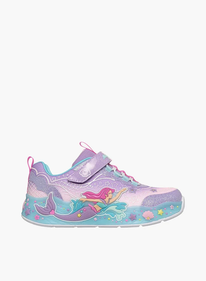 SKECHERS Girls Mermaid Dreams Hook & Loop Sneakers